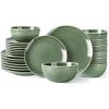 imageAmorArc Ceramic Dinnerware Sets for 4 12 Pieces Handpainted Stoneware Plates and Bowls Set Scratch Resistant Dishes Set Dishwasher ampamp Microwave Safe Reactive ColorJade Green