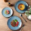 imageAmorArc Ceramic Dinnerware Sets for 4 12 Pieces Handpainted Stoneware Plates and Bowls Set Scratch Resistant Dishes Set Dishwasher ampamp Microwave Safe Reactive ColorCeylon Blue