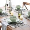 imageAmorArc Ceramic Dinnerware Sets for 4 12 Pieces Handpainted Stoneware Plates and Bowls Set Scratch Resistant Dishes Set Dishwasher ampamp Microwave Safe Reactive ColorOlive Green