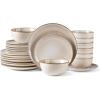 imageAmorArc Ceramic Dinnerware Sets for 4 12 Pieces Handpainted Stoneware Plates and Bowls Set Scratch Resistant Dishes Set Dishwasher ampamp Microwave Safe Reactive ColorCappuccino