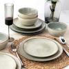 imageAmorArc Ceramic Dinnerware Sets for 4 12 Pieces Handpainted Stoneware Plates and Bowls Set Scratch Resistant Dishes Set Dishwasher ampamp Microwave Safe Reactive ColorReactive Glaze