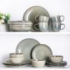 imageAmorArc Ceramic Dinnerware Sets for 4 12 Pieces Handpainted Stoneware Plates and Bowls Set Scratch Resistant Dishes Set Dishwasher ampamp Microwave Safe Reactive ColorReactive Glaze