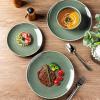 imageAmorArc Ceramic Dinnerware Sets for 4 12 Pieces Handpainted Stoneware Plates and Bowls Set Scratch Resistant Dishes Set Dishwasher ampamp Microwave Safe Reactive ColorJade Green