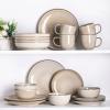 imageAmorArc Ceramic Dinnerware Sets for 4 12 Pieces Handpainted Stoneware Plates and Bowls Set Scratch Resistant Dishes Set Dishwasher ampamp Microwave Safe Reactive ColorCappuccino