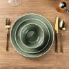 imageAmorArc Ceramic Dinnerware Sets for 4 12 Pieces Handpainted Stoneware Plates and Bowls Set Scratch Resistant Dishes Set Dishwasher ampamp Microwave Safe Reactive ColorJade Green