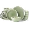imageAmorArc Ceramic Dinnerware Sets for 4 12 Pieces Handpainted Stoneware Plates and Bowls Set Scratch Resistant Dishes Set Dishwasher ampamp Microwave Safe Reactive ColorOlive Green