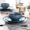 imageAmorArc Ceramic Dinnerware Sets for 4 12 Pieces Handpainted Stoneware Plates and Bowls Set Scratch Resistant Dishes Set Dishwasher ampamp Microwave Safe Reactive ColorCeylon Blue