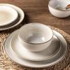 imageAmorArc Ceramic Dinnerware Sets for 4 12 Pieces Handpainted Stoneware Plates and Bowls Set Scratch Resistant Dishes Set Dishwasher ampamp Microwave Safe Reactive ColorCappuccino