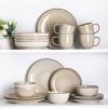 imageAmorArc Ceramic Dinnerware Sets for 4 12 Pieces Handpainted Stoneware Plates and Bowls Set Scratch Resistant Dishes Set Dishwasher ampamp Microwave Safe Reactive ColorCappuccino