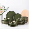 imageAmorArc Stoneware Dinnerware Sets for 4Round Reactive Glaze Ceramic Plates and Bowls SetHighly Scrath Resistant  Dishwasher ampamp Microwave Safe Dishes SetService for 4 12pcForest