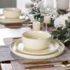 imageAmorArc Stoneware Dinnerware Sets for 4Round Reactive Glaze Ceramic Plates and Bowls SetHighly Scrath Resistant  Dishwasher ampamp Microwave Safe Dishes SetService for 4 12pcReactive Cream