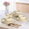 imageAmorArc Stoneware Dinnerware Sets for 4Round Reactive Glaze Ceramic Plates and Bowls SetHighly Scrath Resistant  Dishwasher ampamp Microwave Safe Dishes SetService for 4 12pcReactive Cream