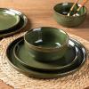 imageAmorArc Stoneware Dinnerware Sets for 4Round Reactive Glaze Ceramic Plates and Bowls SetHighly Scrath Resistant  Dishwasher ampamp Microwave Safe Dishes SetService for 4 12pcForest