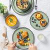 imageAmorArc Stoneware Dinnerware Sets for 4Round Reactive Glaze Ceramic Plates and Bowls SetHighly Scrath Resistant  Dishwasher ampamp Microwave Safe Dishes SetService for 4 12pcMatte Black Olive Green