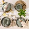 imageAmorArc Stoneware Dinnerware Sets for 4Round Reactive Glaze Ceramic Plates and Bowls SetHighly Scrath Resistant  Dishwasher ampamp Microwave Safe Dishes SetService for 4 12pcMatte Black Reactive Glaze