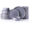 imageAmorArc Stoneware Dinnerware Sets for 4Round Reactive Glaze Ceramic Plates and Bowls SetHighly Scrath Resistant  Dishwasher ampamp Microwave Safe Dishes SetService for 4 12pcReactive Grey