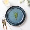 imageAmorArc Stoneware Dinnerware Sets for 4Round Reactive Glaze Ceramic Plates and Bowls SetHighly Scrath Resistant  Dishwasher ampamp Microwave Safe Dishes SetService for 4 12pcMatte Black Ceylon Blue