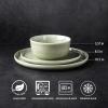 imageAmorArc Stoneware Dinnerware Sets for 4Round Reactive Glaze Ceramic Plates and Bowls SetHighly Scrath Resistant  Dishwasher ampamp Microwave Safe Dishes SetService for 4 12pcOliver Green