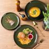 imageAmorArc Stoneware Dinnerware Sets for 4Round Reactive Glaze Ceramic Plates and Bowls SetHighly Scrath Resistant  Dishwasher ampamp Microwave Safe Dishes SetService for 4 12pcForest