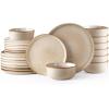 imageAmorArc Stoneware Dinnerware Sets for 4Round Reactive Glaze Ceramic Plates and Bowls SetHighly Scrath Resistant  Dishwasher ampamp Microwave Safe Dishes SetService for 4 12pcCappuccino Color