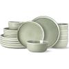 imageAmorArc Stoneware Dinnerware Sets for 4Round Reactive Glaze Ceramic Plates and Bowls SetHighly Scrath Resistant  Dishwasher ampamp Microwave Safe Dishes SetService for 4 12pcOliver Green