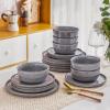 imageAmorArc Stoneware Dinnerware Sets for 4Round Reactive Glaze Ceramic Plates and Bowls SetHighly Scrath Resistant  Dishwasher ampamp Microwave Safe Dishes SetService for 4 12pcReactive Grey