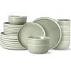 imageAmorArc Stoneware Dinnerware Sets for 4Round Reactive Glaze Ceramic Plates and Bowls SetHighly Scrath Resistant  Dishwasher ampamp Microwave Safe Dishes SetService for 4 12pcOliver Green