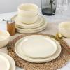imageAmorArc Stoneware Dinnerware Sets for 4Round Reactive Glaze Ceramic Plates and Bowls SetHighly Scrath Resistant  Dishwasher ampamp Microwave Safe Dishes SetService for 4 12pcReactive Cream