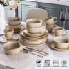 imageAmorArc Stoneware Dinnerware Sets for 4Round Reactive Glaze Ceramic Plates and Bowls SetHighly Scrath Resistant  Dishwasher ampamp Microwave Safe Dishes SetService for 4 12pcCappuccino Color