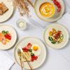 imageAmorArc Stoneware Dinnerware Sets for 4Round Reactive Glaze Ceramic Plates and Bowls SetHighly Scrath Resistant  Dishwasher ampamp Microwave Safe Dishes SetService for 4 12pcReactive Cream