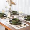 imageAmorArc Stoneware Dinnerware Sets for 4Round Reactive Glaze Ceramic Plates and Bowls SetHighly Scrath Resistant  Dishwasher ampamp Microwave Safe Dishes SetService for 4 12pcForest