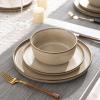 imageAmorArc Stoneware Dinnerware Sets for 4Round Reactive Glaze Ceramic Plates and Bowls SetHighly Scrath Resistant  Dishwasher ampamp Microwave Safe Dishes SetService for 4 12pcCappuccino Color