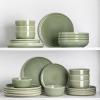 imageAmorArc Stoneware Dinnerware Sets for 4Round Reactive Glaze Ceramic Plates and Bowls SetHighly Scrath Resistant  Dishwasher ampamp Microwave Safe Dishes SetService for 4 12pcOliver Green