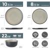imageAmorArc Stoneware Dinnerware Sets for 4Round Reactive Glaze Ceramic Plates and Bowls SetHighly Scrath Resistant  Dishwasher ampamp Microwave Safe Dishes SetService for 4 12pcMatte Black Reactive Glaze
