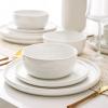 imageAmorArc Stoneware Dinnerware Sets for 4Round Reactive Glaze Ceramic Plates and Bowls SetHighly Scrath Resistant  Dishwasher ampamp Microwave Safe Dishes SetService for 4 12pcReactive White