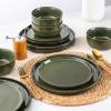 imageAmorArc Stoneware Dinnerware Sets for 4Round Reactive Glaze Ceramic Plates and Bowls SetHighly Scrath Resistant  Dishwasher ampamp Microwave Safe Dishes SetService for 4 12pcForest