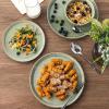 imageAmorArc Stoneware Dinnerware Sets for 4Round Reactive Glaze Ceramic Plates and Bowls SetHighly Scrath Resistant  Dishwasher ampamp Microwave Safe Dishes SetService for 4 12pcOliver Green