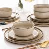 imageAmorArc Stoneware Dinnerware Sets for 4Round Reactive Glaze Ceramic Plates and Bowls SetHighly Scrath Resistant  Dishwasher ampamp Microwave Safe Dishes SetService for 4 12pcCappuccino Color