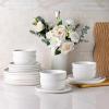 imageAmorArc Stoneware Dinnerware Sets for 4Round Reactive Glaze Ceramic Plates and Bowls SetHighly Scrath Resistant  Dishwasher ampamp Microwave Safe Dishes SetService for 4 12pcReactive White