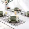 imageAmorArc Stoneware Dinnerware Sets for 4Round Reactive Glaze Ceramic Plates and Bowls SetHighly Scrath Resistant  Dishwasher ampamp Microwave Safe Dishes SetService for 4 12pcOliver Green