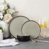 imageAmorArc Stoneware Dinnerware Sets for 4Round Reactive Glaze Ceramic Plates and Bowls SetHighly Scrath Resistant  Dishwasher ampamp Microwave Safe Dishes SetService for 4 12pcMatte Black Reactive Glaze