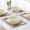 imageAmorArc Stoneware Dinnerware Sets for 4Round Reactive Glaze Ceramic Plates and Bowls SetHighly Scrath Resistant  Dishwasher ampamp Microwave Safe Dishes SetService for 4 12pcReactive Cream