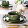 imageAmorArc Stoneware Dinnerware Sets for 4Round Reactive Glaze Ceramic Plates and Bowls SetHighly Scrath Resistant  Dishwasher ampamp Microwave Safe Dishes SetService for 4 12pcForest