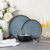 imageAmorArc Stoneware Dinnerware Sets for 4Round Reactive Glaze Ceramic Plates and Bowls SetHighly Scrath Resistant  Dishwasher ampamp Microwave Safe Dishes SetService for 4 12pcMatte Black Ceylon Blue