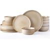 imageAmorArc Stoneware Dinnerware Sets for 4Round Reactive Glaze Ceramic Plates and Bowls SetHighly Scrath Resistant  Dishwasher ampamp Microwave Safe Dishes SetService for 4 12pcCappuccino Color