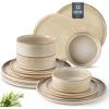 imageAmorArc Ceramic Dinnerware Sets Handmade Reactive Glaze Stoneware Plates and Bowls SetsHighly Chip and Crack Resistant  Dishwasher ampamp Microwave Safe Dishes Set Service for 4 12pcCappuccino