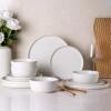 imageAmorArc Stoneware Dinnerware Sets for 4Round Reactive Glaze Ceramic Plates and Bowls SetHighly Scrath Resistant  Dishwasher ampamp Microwave Safe Dishes SetService for 4 12pcReactive White