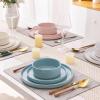 imageAmorArc Ceramic Dinnerware Set for 4  Handpainted Stoneware Plates and Bowls with Rustic unglazed terracotta  Scratch Resistant Dishwasher ampamp Microwave Safe Dishes Sets 12Pcs Colorful