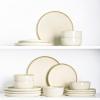 imageAmorArc Dinnerware Set 12 Pieces Ceramic Plates and Bowls Sets Stoneware Plates Set Handpainted Dishwasher ampamp Microwave Safe Dishes Speckled Beige Service for 4