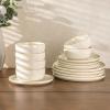 imageAmorArc Dinnerware Set 12 Pieces Ceramic Plates and Bowls Sets Stoneware Plates Set Handpainted Dishwasher ampamp Microwave Safe Dishes Speckled Beige Service for 4